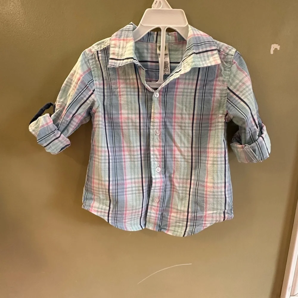 3T Plaid Button Down Collared Toddler Kids Long Sleeve Shirt